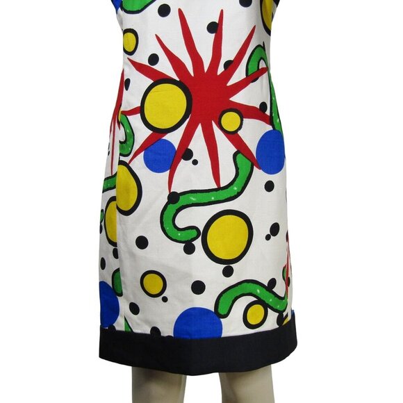 VTG 80s 90s GILLIAN Abstract SILK POP ART Atomic Mod Artsy Geometric Dress M - Picture 3 of 10